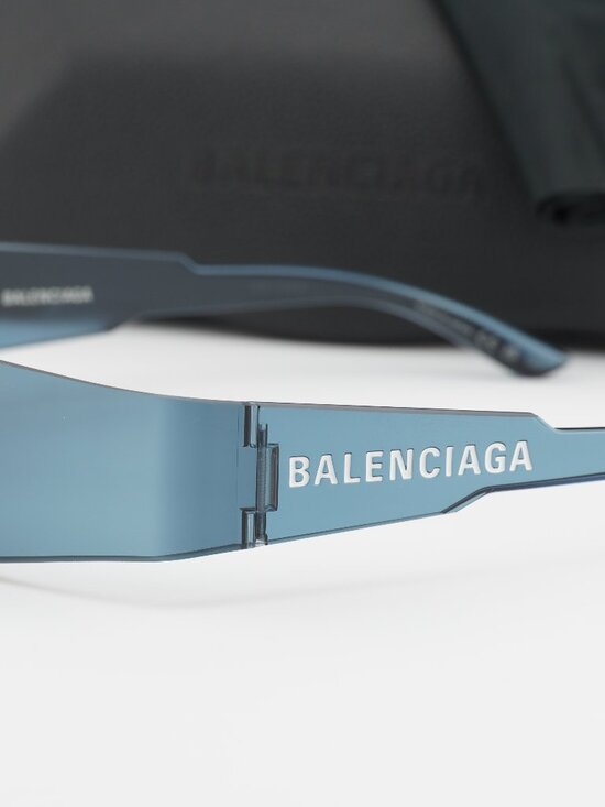 Balenciaga BB0041S 014 Shield Unisex Wrap-Around Sunglasses - Blue main image 12